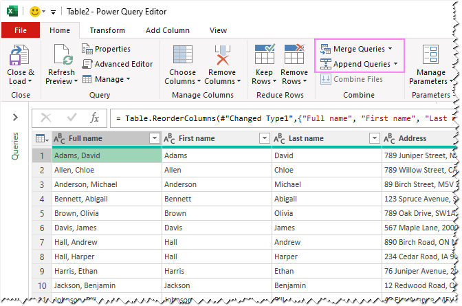 Merge and append queries.