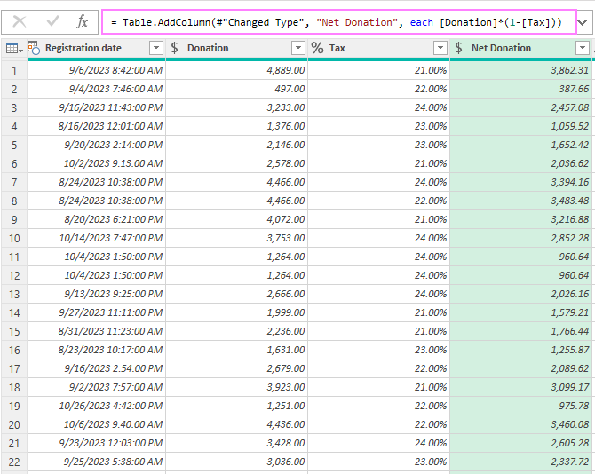 A custom formula in Power Query