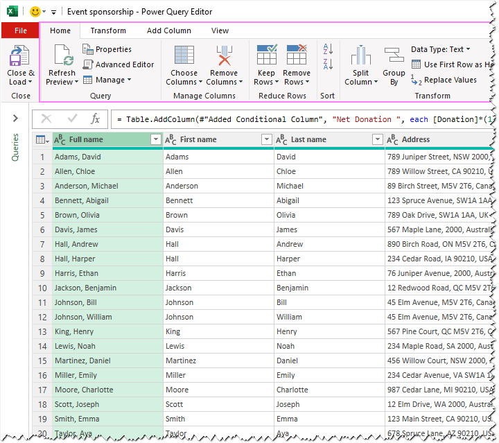 Perform data transformations in Power Query.