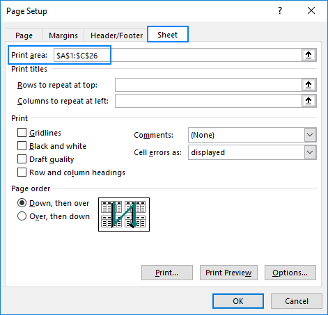 More informative way to define print area in Excel