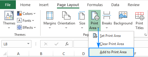 Expanding the print area in Excel