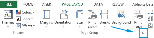 Click on the bottom-right expand arrow icon to get the Page Setup window