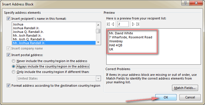 how to print address labels from excel name list