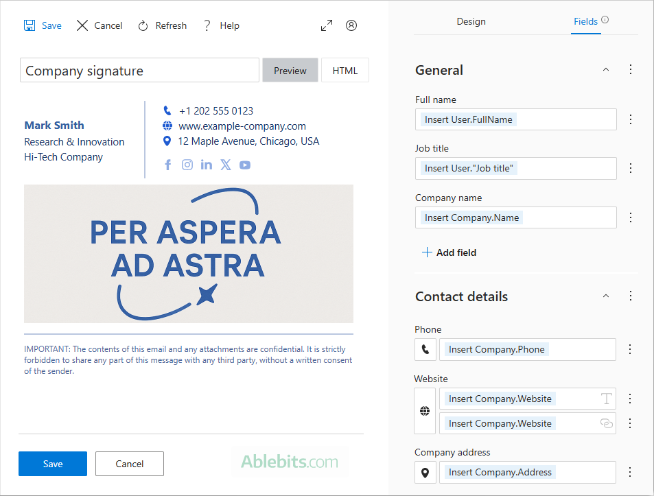 Corporate signature for Outlook.