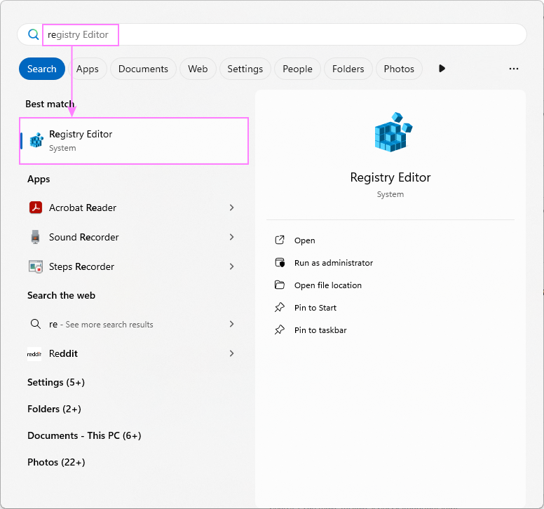 Open the Registry Editor.