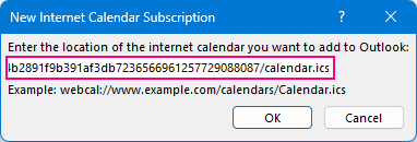 Enter the.ics link for the calendar you want to subscribe to.