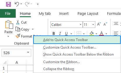 Quick Access Toolbar in Excel: how to customize, move and reset