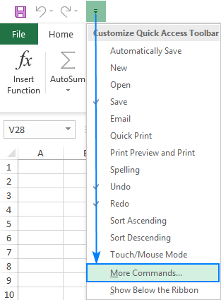 wheres quick analysis button in excel 2016