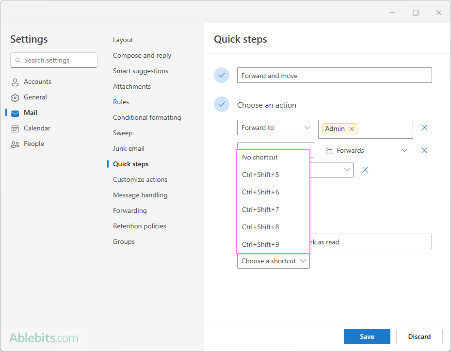 Assign a keyboard shortcut to the quick step.