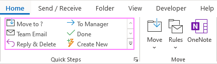 outlook quick steps examples of custom actions