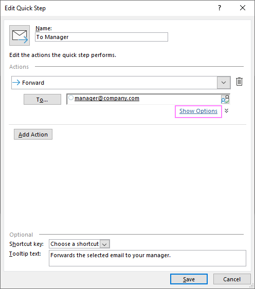 copy outlook quick steps