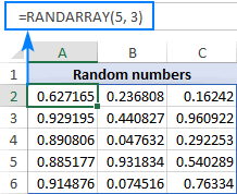 Generating random numbers in Excel with the RANDARRAY function