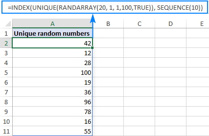 A formula to generate random whole numbers with no repeats