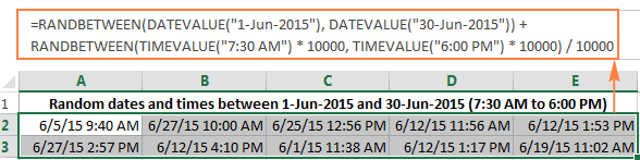 Generating random dates and times in a specified range