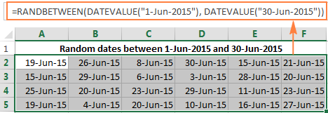 Generating random dates in Excel