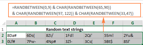 Generating text strings in Excel