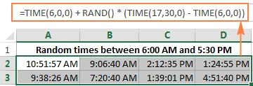 Excel generate random time