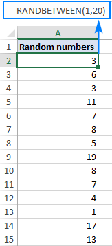 Verwenden Sie eine RANDBETWEEN-Formel, um eine Liste von Zufallszahlen zu erstellen.