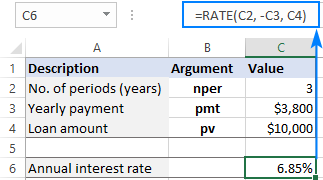 RATE formula in Excel