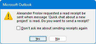 Send a read receipt in classic Outlook.