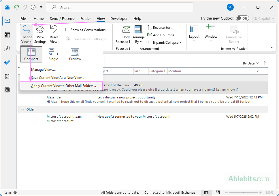 Turn off the Reading Pane for all folders in Outlook.