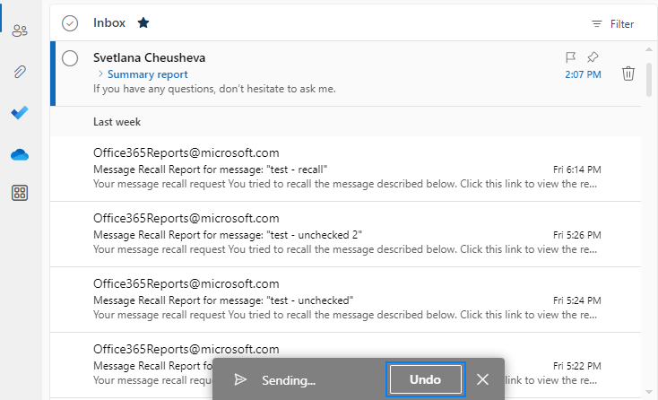 Unsending an email in Outlook on the web.