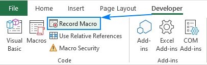 recording excel macro