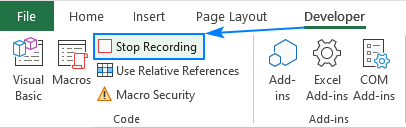Stop recording the macro.
