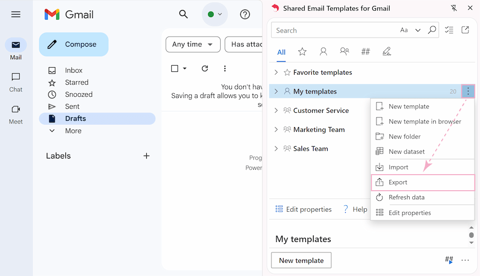 Export folder contents