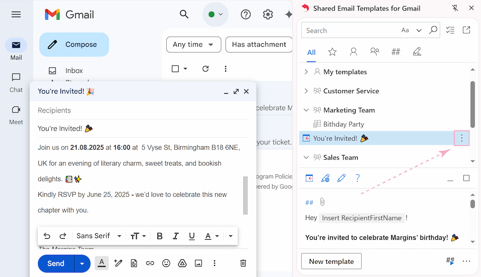 Open context menu
