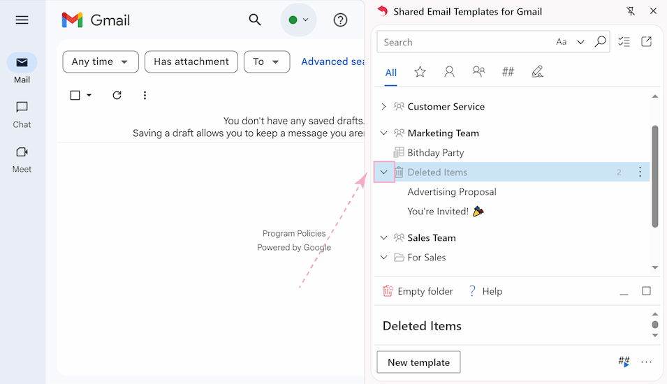 View deleted templates