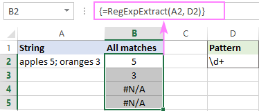 Extracting all matches in Excel 2019 and earlier versions
