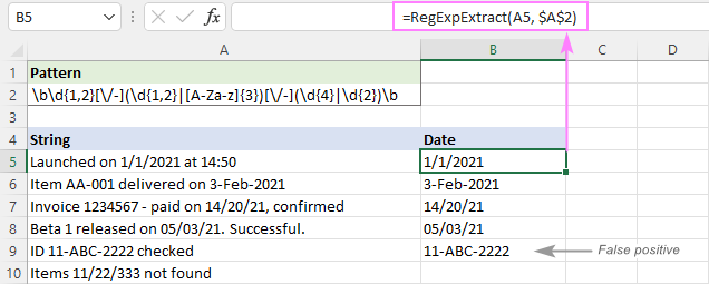 Regex to extract date from string