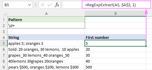 Extracting number from string using regex