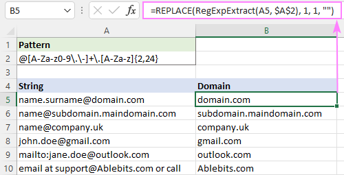 Improved formula to extract domain from email