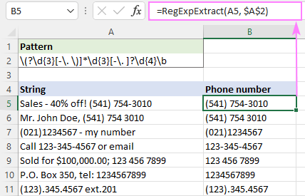 Regex to extract phone numbers
