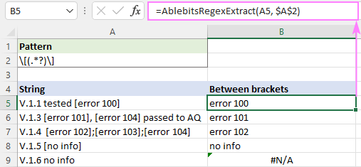 Regex to extract text between two characters