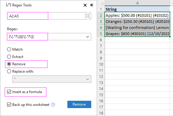 Remove text in brackets using regular expression