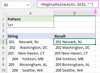 Remove whitespaces and empty lines in Excel using Regex