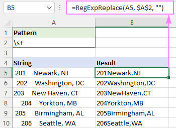 Удалите пробелы и пустые строки в Excel с помощью Regex Snaptik