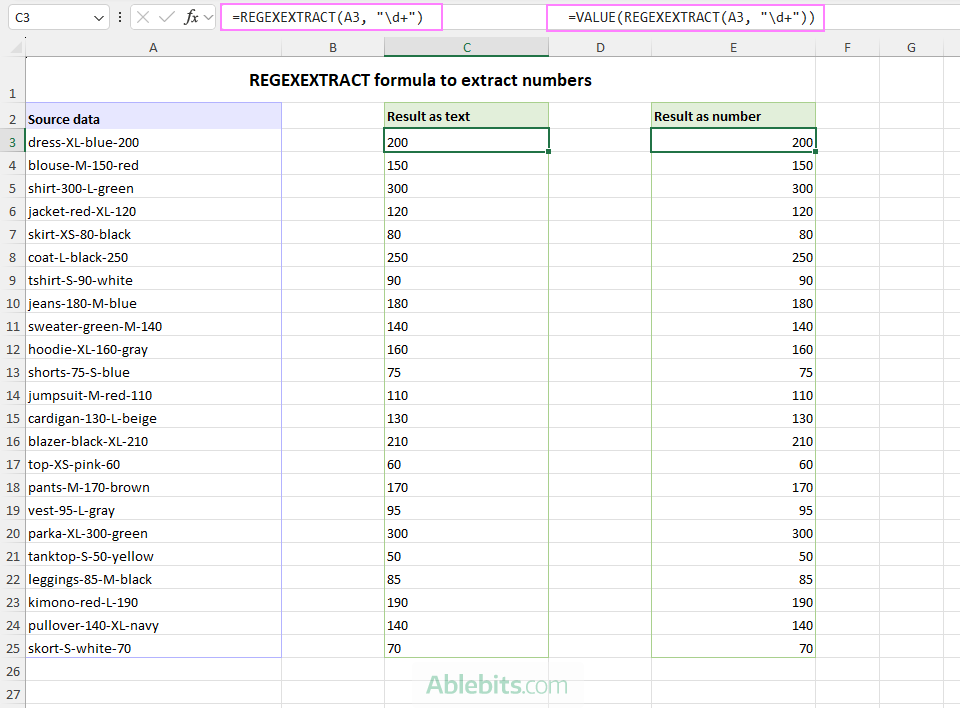 Use a REGEXEXTRACT formula to extract numbers.