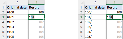 Excel: Remove first or last characters (from left or right)