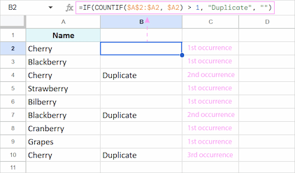 Checking duplicates excluding the first instance