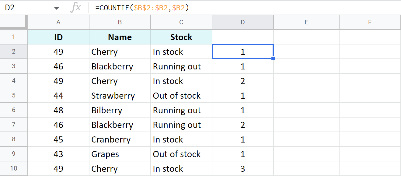 Identify each 1st, 2nd & 3rd duplicate entry in Google Sheets.