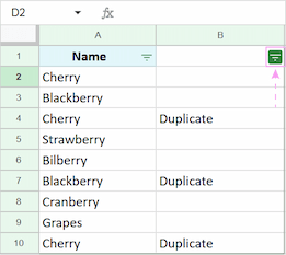 Clicking the filter icon in the status column