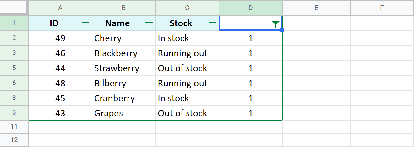 Remove duplicates by filtering them in Google Sheets.