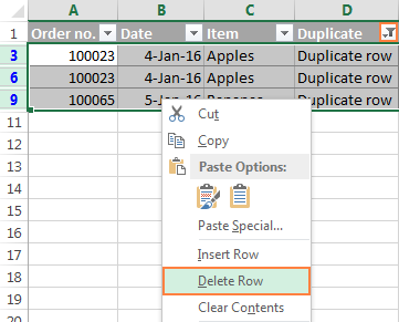 Filter out and delete duplicate rows.