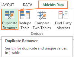 Click the Duplicate Remover button to search for duplicate or unique values in one table.