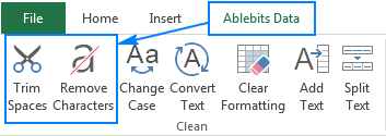 Special options to trim spaces and clean data in Excel