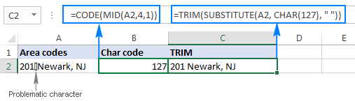 Delete a non-printing character based on its code value